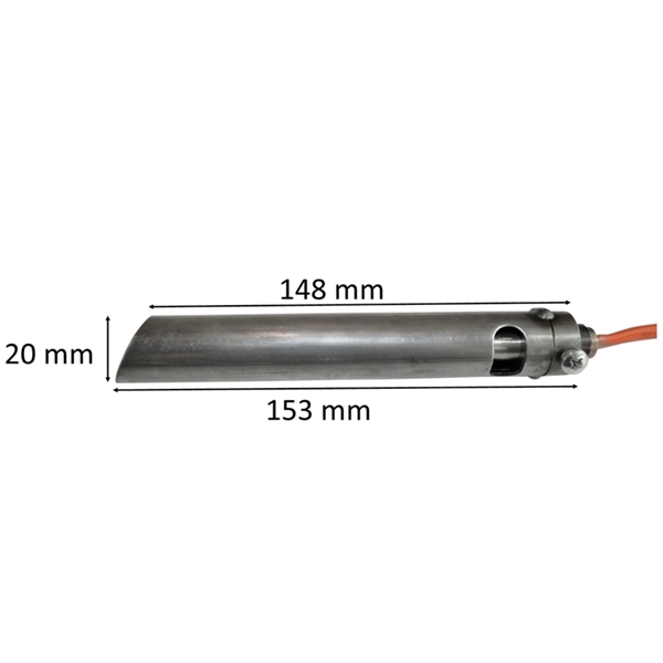 Igniter round with sheath for pellet stove: 25 mm x 147 mm / 154 mm 350 Watt